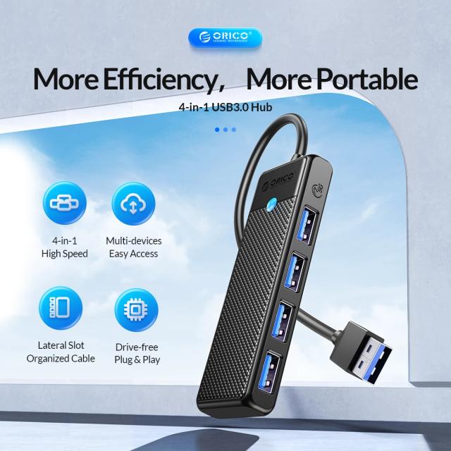 Хъб Orico 4-port, USB 3.0 Black