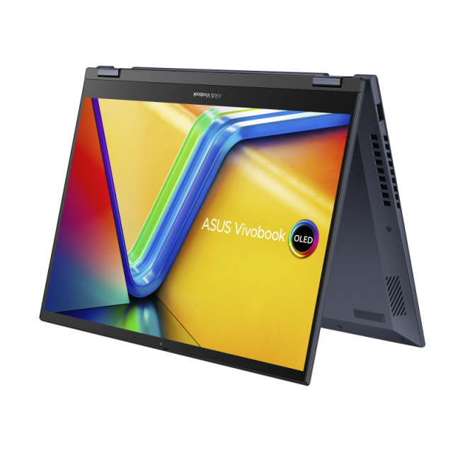 Лаптоп ASUS VIVOBOOK S14 FLIP, (14-ядрен) Alder Lake Intel Core i7-12700H 3.5/4.7 GHz, 14.0" (35.56 cm) 2.8K OLED TOUCH, 16GB DDR4, 1TB M.2 NVMe PCIe 3.0, Windows 11 Pro 