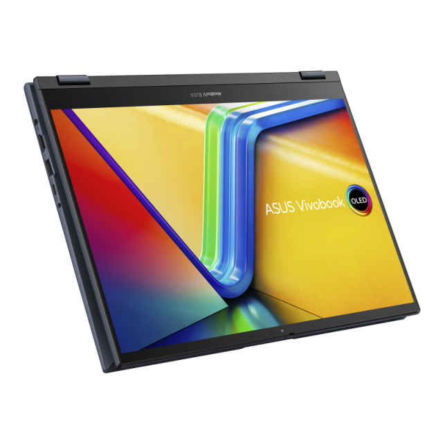 Лаптоп ASUS VIVOBOOK S14 FLIP, (14-ядрен) Alder Lake Intel Core i7-12700H 3.5/4.7 GHz, 14.0" (35.56 cm) 2.8K OLED TOUCH, 16GB DDR4, 1TB M.2 NVMe PCIe 3.0, Windows 11 Pro 