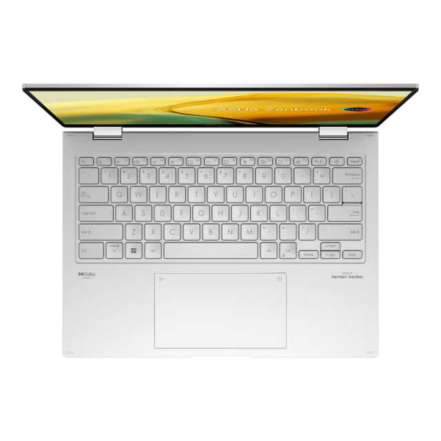 Лаптоп ASUS Zenbook 14 Flip OLED (12-ядрен) Intel Core i7-1360P 2.2/5.0GHz, 14" (35.56 cm) WQXGA+ Touchscreen Anti-Glare 90Hz дисплей (HDMI), 16GB DDR5, 1TB SSD NVMe, 2x Thunderbolt 4, Windows 11 Pro