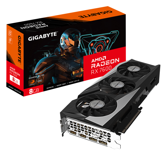 Видео карта GIGABYTE AMD RADEON RX 7600 GAMING OC 8GB GDDR6, 128-bit, 2xHDMI, 2xDP