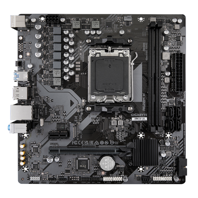 Дънна платка GIGABYTE A620M H, AM5, 2x DDR5, 1x M.2, 4x SATA 6Gb/s, HDMI, DP, Micro ATX