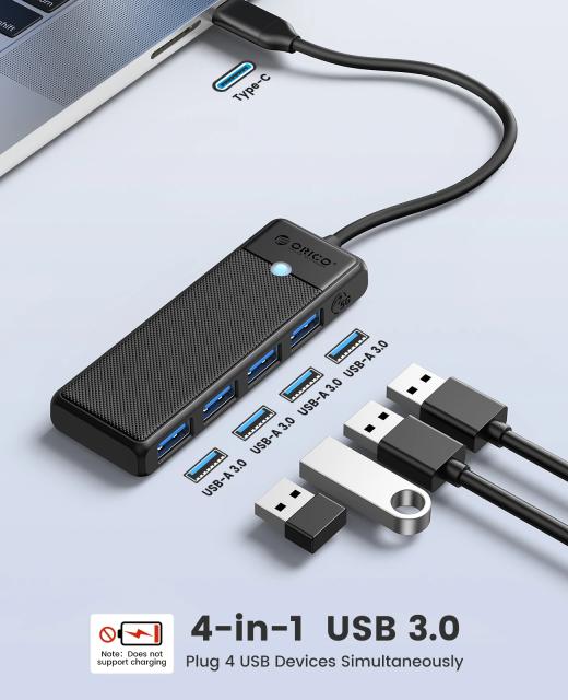 Хъб Orico USB3.1 HUB Type-C - 4 x USB3.0 - PAPW4A-C3-015-BK