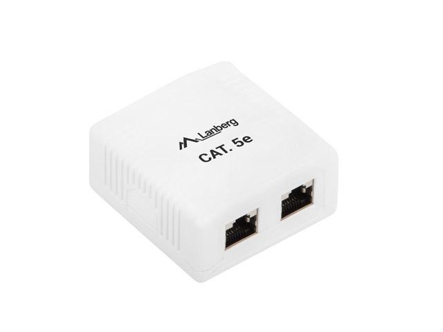 Конектор Lanberg surface-mount box CAT.5e FTP shielded 2X RJ45, white