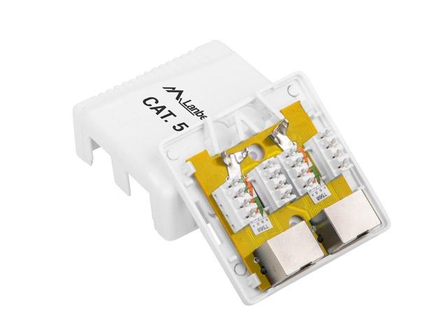 Конектор Lanberg surface-mount box CAT.5e FTP shielded 2X RJ45, white