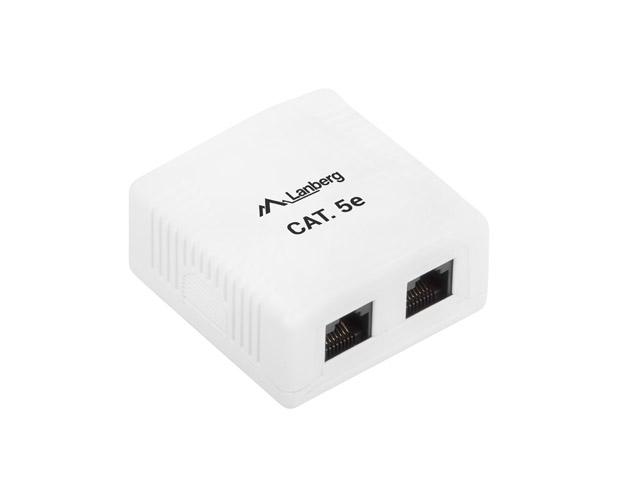 Конектор Lanberg surface-mount box CAT.5e UTP UNshielded 2X RJ45, white
