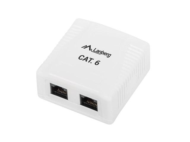 Конектор Lanberg surface-mount box CAT.6 UTP UNshielded 2X RJ45, white