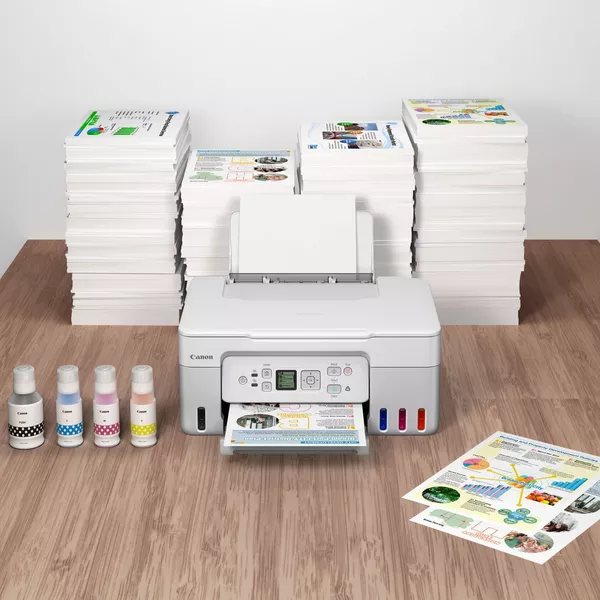 Мултифункционално мастиленоструйно устройство Canon Pixma G3470 White, A4 цветен, принтер/копир/скенер, 4800 x 1200 dpi, до 11 стр/мин, Wi-Fi, USB, Бял