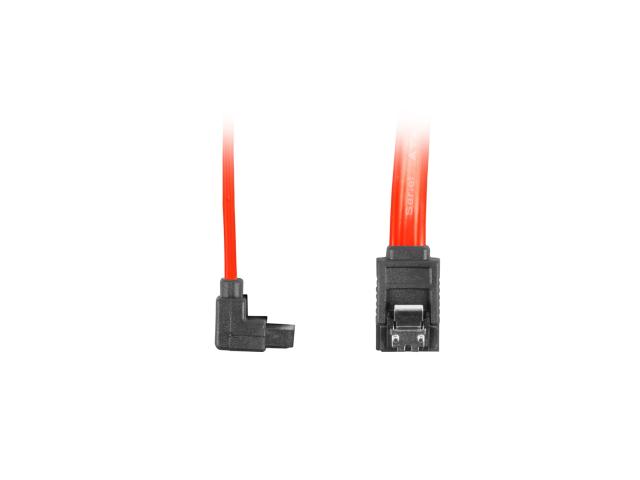 Кабел Lanberg SATA DATA II (3GB/S) F/F cable 50cm metal clips angled, red