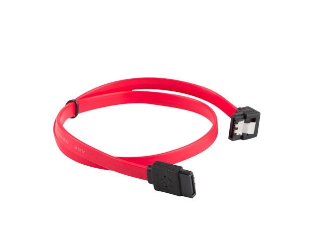 Кабел Lanberg SATA DATA II (3GB/S) F/F cable 50cm metal clips angled, red