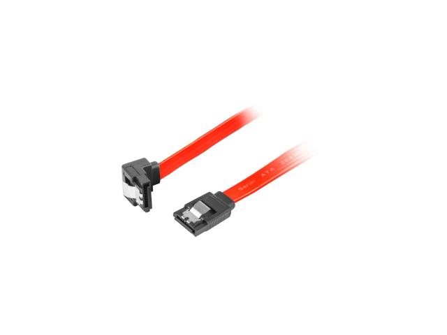 Кабел Lanberg SATA DATA III (6GB/S) F/F cable 30cm metal clips angled, red