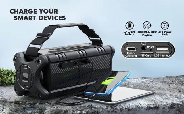 Kолонка мобилна  W-King Bluetooth Speaker - D8 Black - 50W