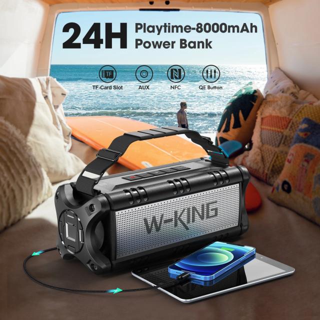 Kолонка мобилна  W-King Bluetooth Speaker - D8 Black - 50W