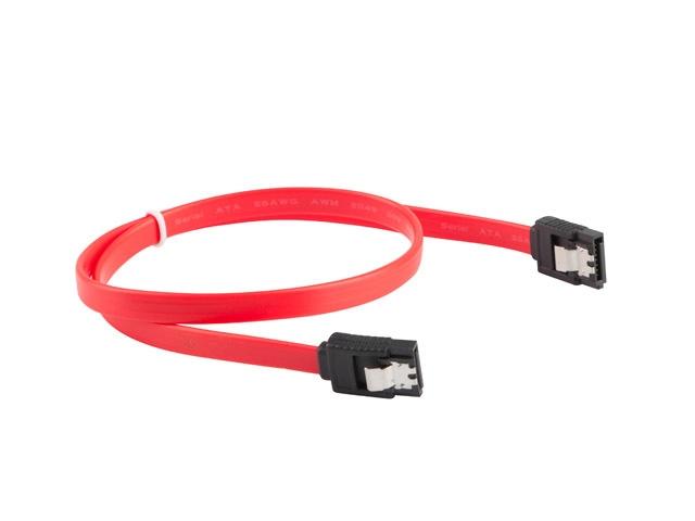 Кабел Lanberg SATA DATA II (3GB/S) F/F cable 70cm metal clips, red