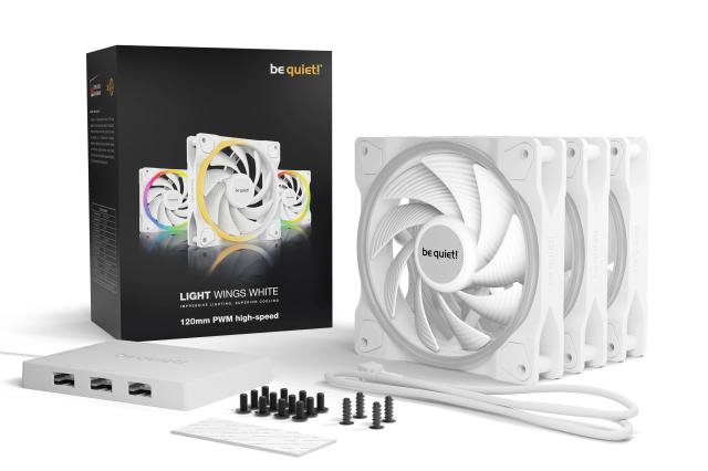 Комплект вентилатори be quiet!  Fan Pack 3-in-1, 3 x 120mm, LIGHT WINGS White 120mm PWM, 4-pin PWM high-speed