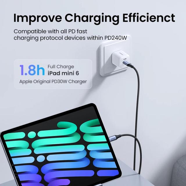 Кабел Ugreen USB 2.0 Type-C М/М US535, 240W, 5А, 2m