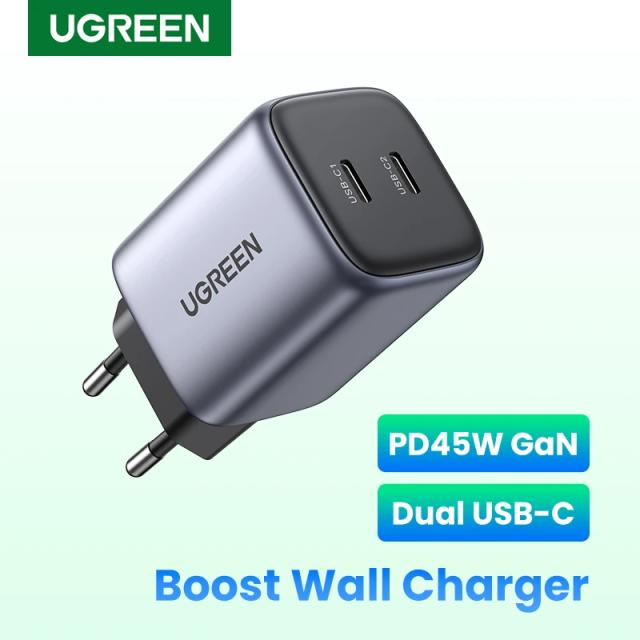 Универсално зарядно за стена Ugreen Charger Wall GaN 45W CD294 Grey - 90573