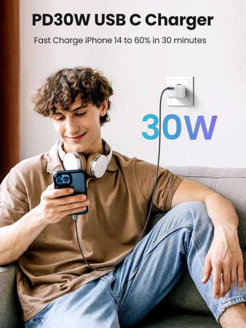 Бързо зарядно Ugreen Charger Wall GaN 30W CD319 White - 15326