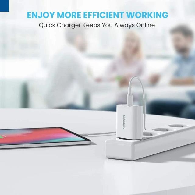 Бързо зарядно Ugreen Fast Charger Wall - QC, PD3.0 Type-C, 20W CD137 White - 60450