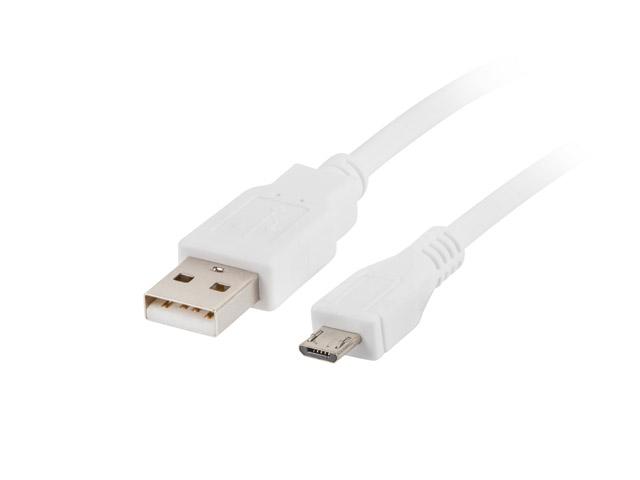 Кабел Lanberg USB MICRO-B (M)  ->  USB-A (M) 2.0 cable, 1.8m, white