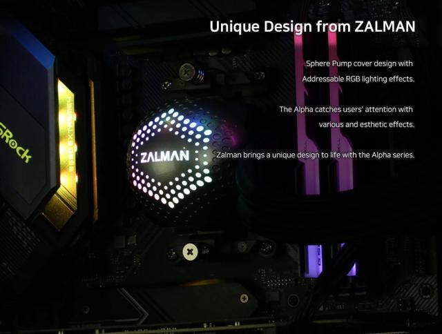 Охладител за процесор Zalman Water Cooling ALPHA 24 BLACK, Addressable RGB, LGA1700/AM5