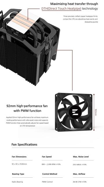 Охладител за процесор Zalman CPU Cooler CNPS4X BLACK, Intel LGA1700 / AMD AM5, 4 pin PWM