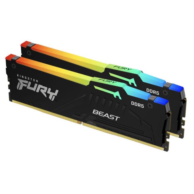 Памет Kingston FURY Beast Black RGB 64GB (2x32GB) DDR5 6000MHz, CL36, 1.35 V 