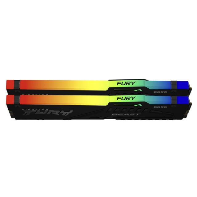 Памет Kingston FURY Beast Black RGB 64GB (2x32GB) DDR5 6000MHz, CL36, 1.35 V 