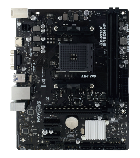 Дънна платка Biostar B450MHP, B450, AM4, DDR4, PCIe 3.0, 4x SATA 6Gb/s, 2x USB 3.2 Gen 1,VGA, HDMI,  mATX