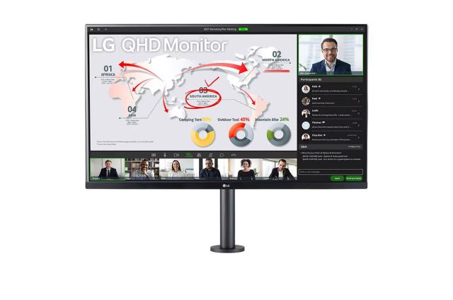 Монитор LG 32QP88NP-B, 31.5" (80.01cm), QHD IPS панел, 75Hz, 5ms, 350cd/m2, HDMI, DisplayPort, USB-C