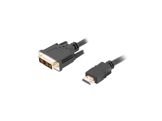 Кабел Lanberg HDMI (M) -> DVI-D (M) (18+1) cable 0.5m, single link with gold-plated connectors, black