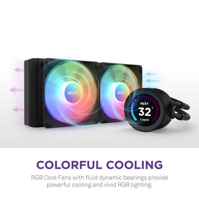 Охладител за процесор NZXT Kraken Elite RGB 280 Black, Customizable LCD Display, AMD/INTEL
