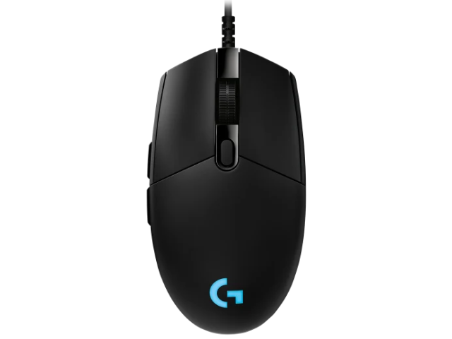 Мишка Logitech G Pro Mouse, Lightsync RGB, HERO 25K DPI Sensor, 400 IPS, 6 програмируеми бутона, вградена памет, 85 g, черен