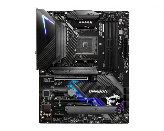 Дънна платка MSI MPG B550 GAMING CARBON WIFI, AM4, PCI-E 4.0 (DP,HDMI) (CF), 6x SATA 6Gb/s, 2x M.2, 1x USB 3.2 Gen 2 Type-C, Bluetooth, Wi-Fi, ATX