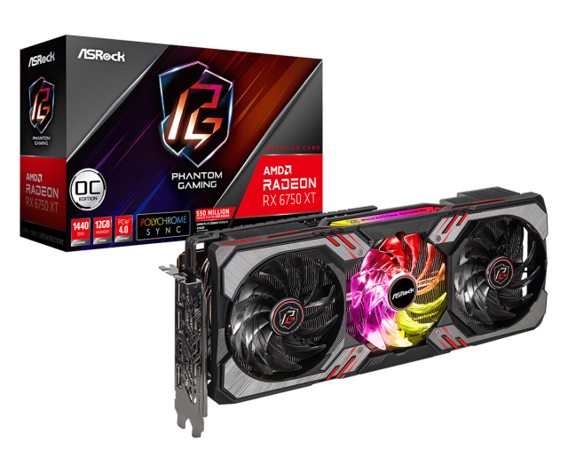 Видеокарта AsRock AMD Radeon RX 6750 XT Phantom Gaming D 12GB OC GDDR6, 192-bit, HDMI, 3xDP