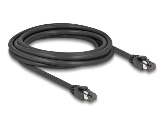 Мрежови кабел Delock, Cat.8.1 S/FTP, 3 m, до 40 Gbps, Черен