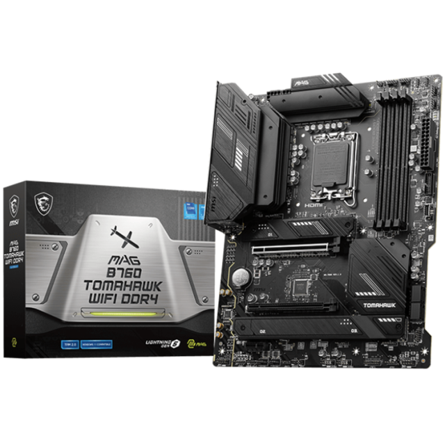 Дънна платка MSI MAG B760 TOMAHAWK WIFI DDR4, B760, LGA1700, DDR4,  3x M.2 slots, 4x SATA 6Gb/s, 3x M.2, 2x PCIe x16 slots, PCIe 5.0, HDMI, DPATX