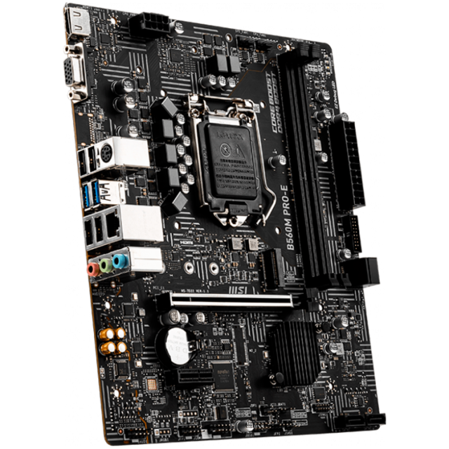 Дънна платка MSI B560M PRO-E, LGA1200, ,Intel B560 Chipset, 2x DDR4, 1x M.2 slot, 1x PCIe x16 slot, 1x HDMI,1x VGA, mATX