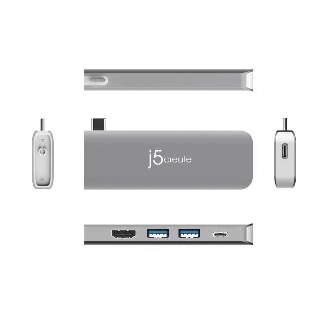 Мултипортов адаптер, j5create JCD387, 2 модула, USB-C