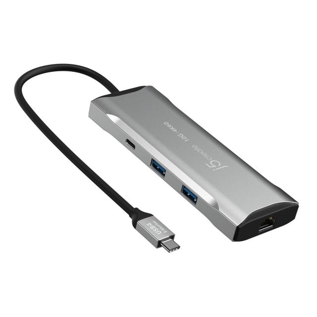 Мултипортов адаптер, j5create Mini Dock JCD393, USB-C E-Mark, USB, HDMI, Ethernet, SD, microSD