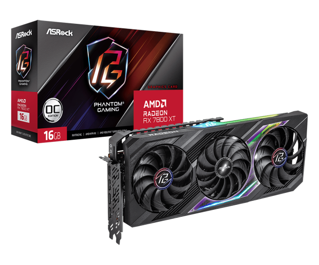 Видео карта ASROCK RX7800 XT PHANTOM GDDR6 16GB OC, 256-bit, HDMI, 3xDP