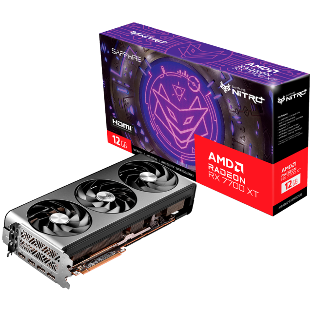 Видео карта SAPPHIRE NITRO+ AMD RADEON RX 7700 XT GAMING OC 12GB GDDR6, 192 bit, HDMI, DP