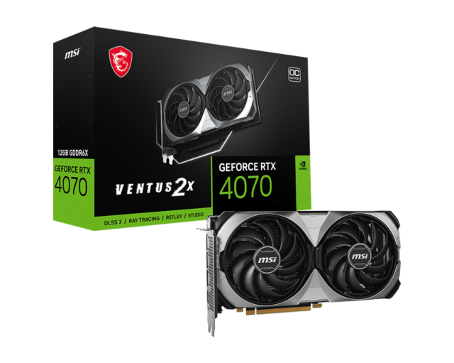Видео карта MSI Nvidia GeForce RTX 4070 VENTUS 2X E1, 12GB GDDR6X OC, 192-bit, HDMI, 3xDP