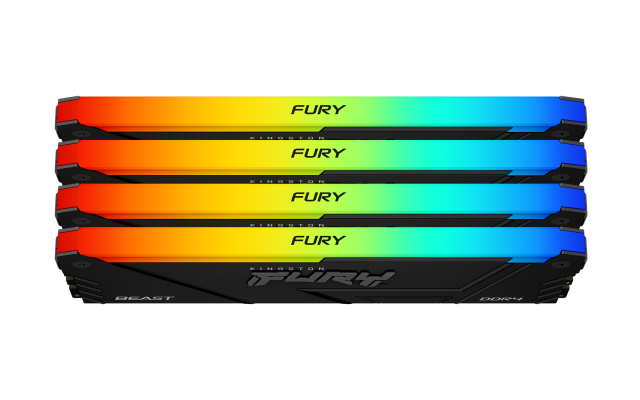 Памет Kingston FURY Beast Black RGB 64GB (4x16GB) DDR4 3200MHz, 2Rx8, CL16, 1.2 V 