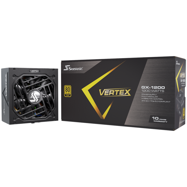 Захранване Seasonic VERTEX GX-1200 Gold, ATX 3.0, 80 PLUS GOLD, 135mm FDB Fan, Fully Modular, PCIe Gen 5 Cable (12VHPWR) included 