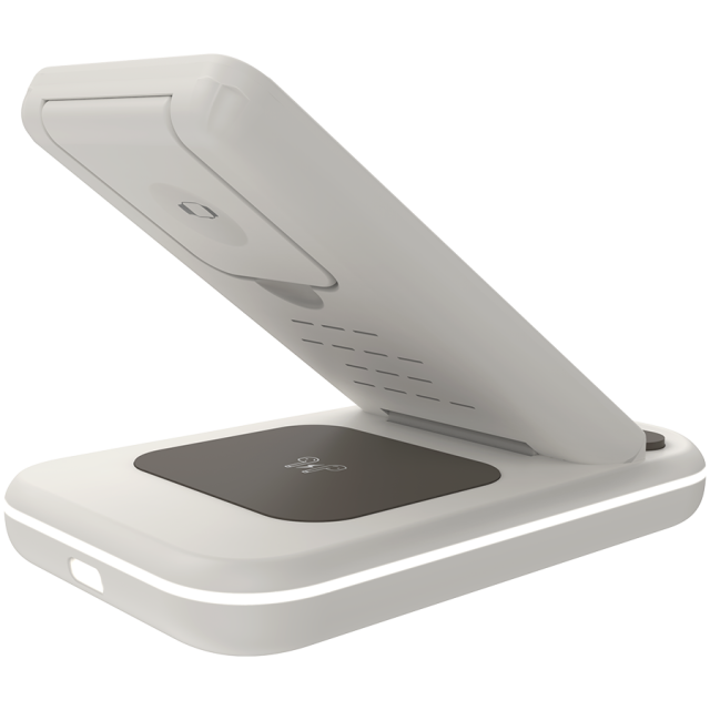 Безжична станция за зареждане на iWatch / iPhone / TWS слушалки Canyon WS-304, 3-В-1 за безжичнно зареждане, 15W/10W/7.5W/5W, бежово