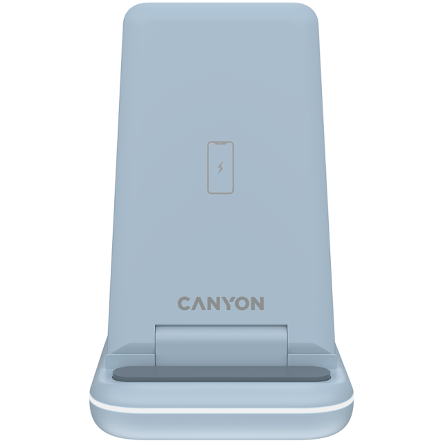 Безжична станция за зареждане на iWatch / iPhone / TWS слушалки Canyon WS-304, 3-В-1 за безжичнно зареждане, 15W/10W/7.5W/5W, син