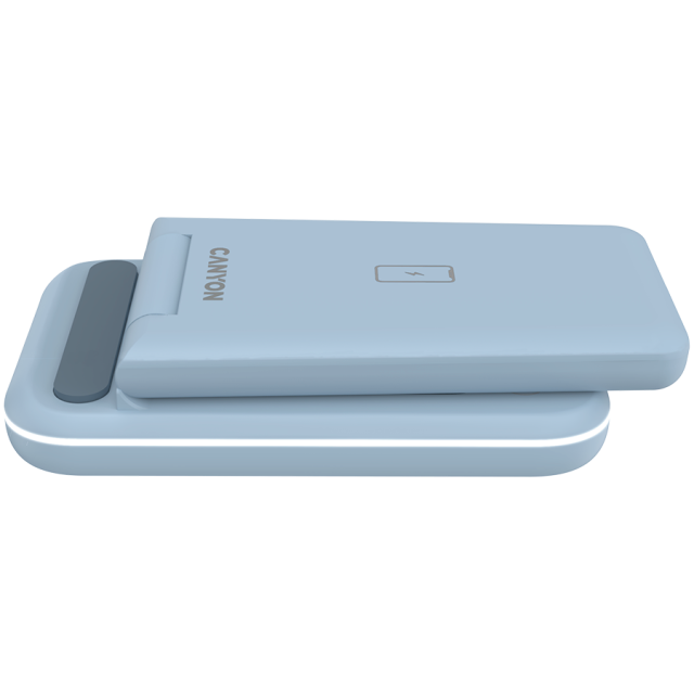 Безжична станция за зареждане на iWatch / iPhone / TWS слушалки Canyon WS-304, 3-В-1 за безжичнно зареждане, 15W/10W/7.5W/5W, син
