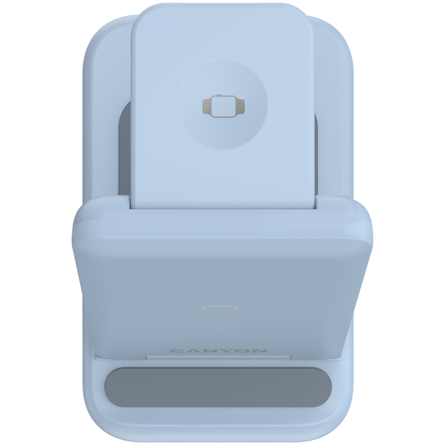 Безжична станция за зареждане на iWatch / iPhone / TWS слушалки Canyon WS-304, 3-В-1 за безжичнно зареждане, 15W/10W/7.5W/5W, син