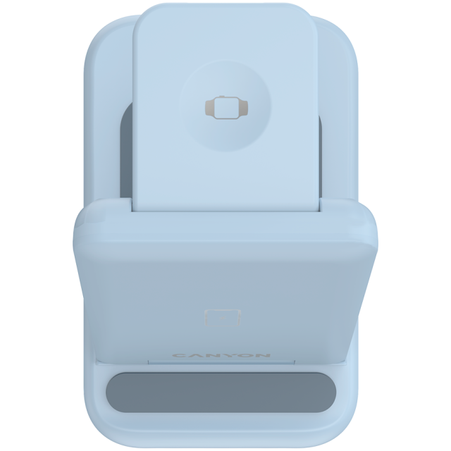 Безжична станция за зареждане на iWatch / iPhone / TWS слушалки Canyon WS-304, 3-В-1 за безжичнно зареждане, 15W/10W/7.5W/5W, син